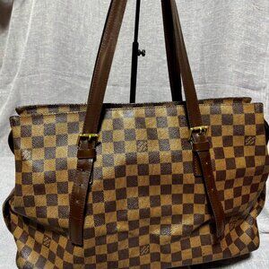 **Authentic** Louis Vuitton LV Tote Bag Chelsea Ebene Brown Damier
